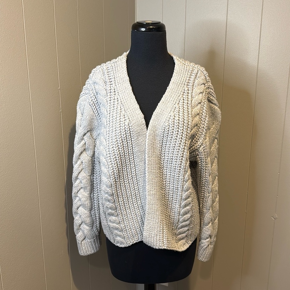 Alya Women’s Medium Open Cable Knit Sweater Cardigan Casual